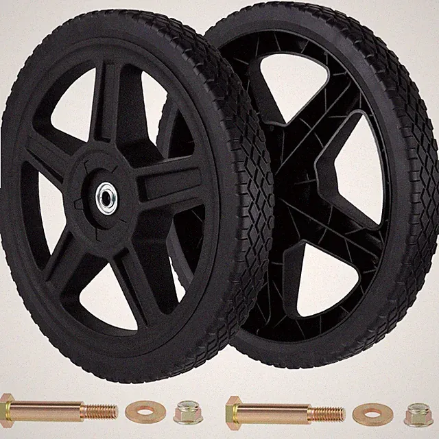 2 Pack 14" Push Lawn Mower Wheel 2 Pcs 14 Inch Push Mower Wheel with Bolt & Lock