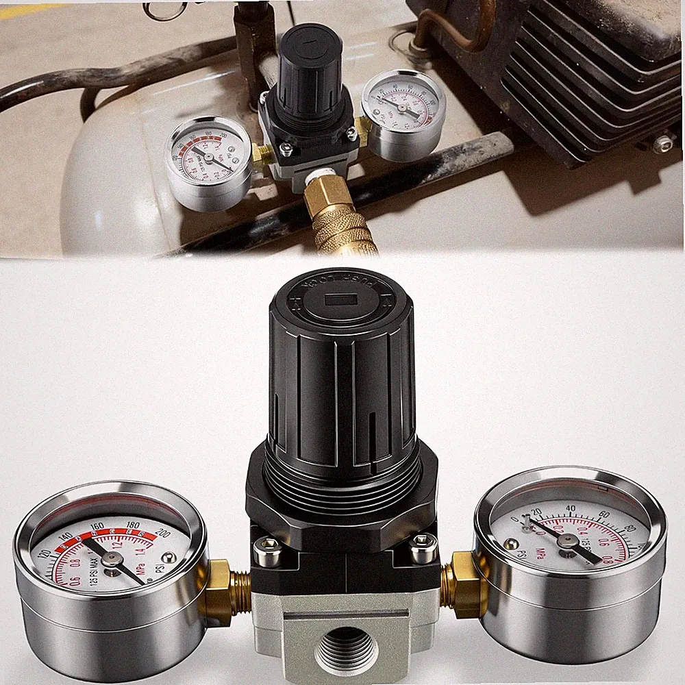 4 Port Air Compressor Regulator with 200 PSI Gauge for DeWalt Craftsman 1/4 NPT