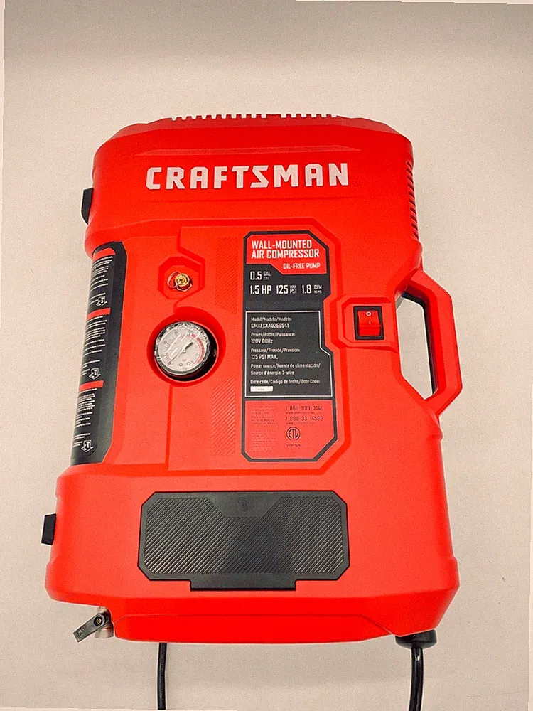 Craftsman 1.5HP 125PSI Wall Mount Air Compressor 30ft Hose Oil Free FOR PARTS