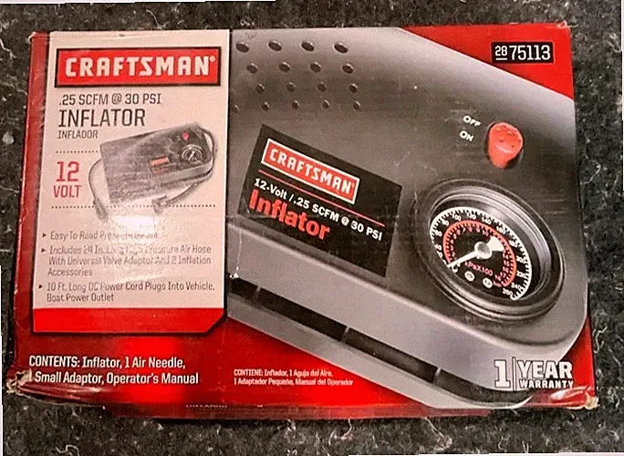 Craftsman Air Compressor Inflator 28-75113 12 Volt/ 250 PSI 10 FT Cord Portable