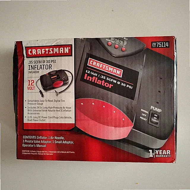 Craftsman Portable Air Compressor/Inflator 12V 30 PSI - Model 2875114 Damage Box