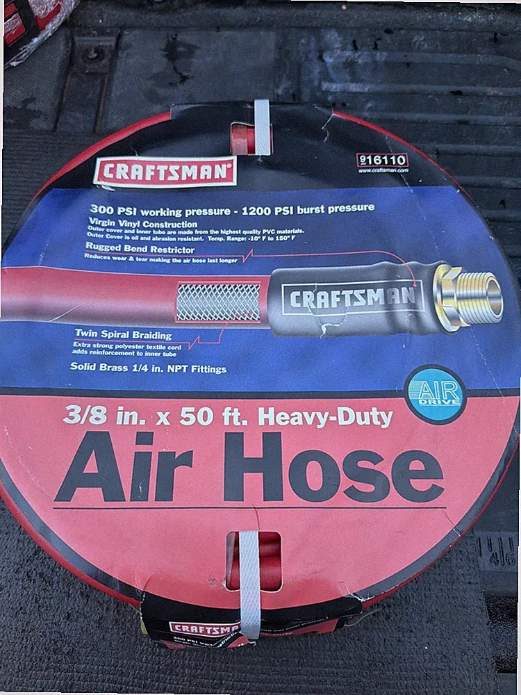 Sears Craftsman Nos Rare Red Air Hose 3/8” X 50ft 16110 Compressor Pneumatic